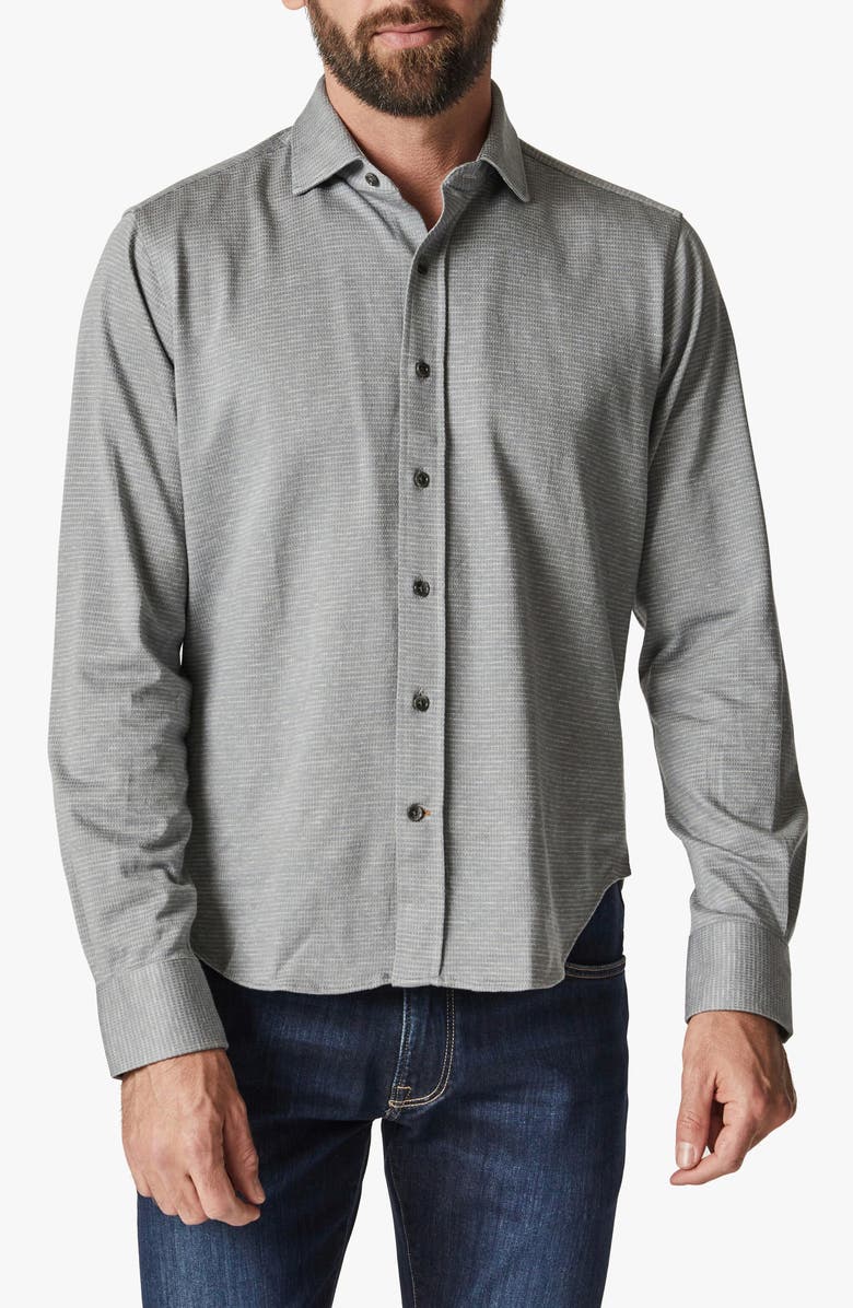 34 Heritage Structured Micropattern Button-Up Shirt, Main, color, 