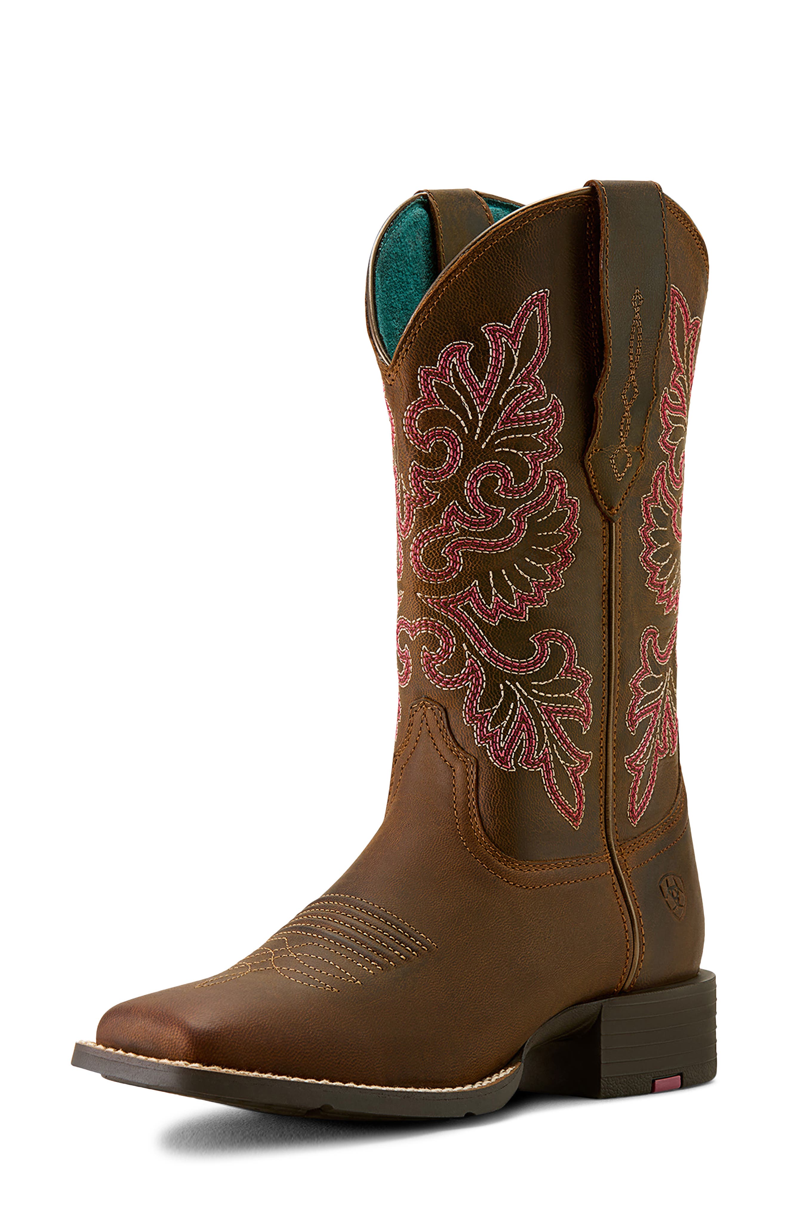 Ariat Round Up StretchFit<sup>™</sup> Wide Square Toe Western Boot, Alternate, color, Sassy Brown