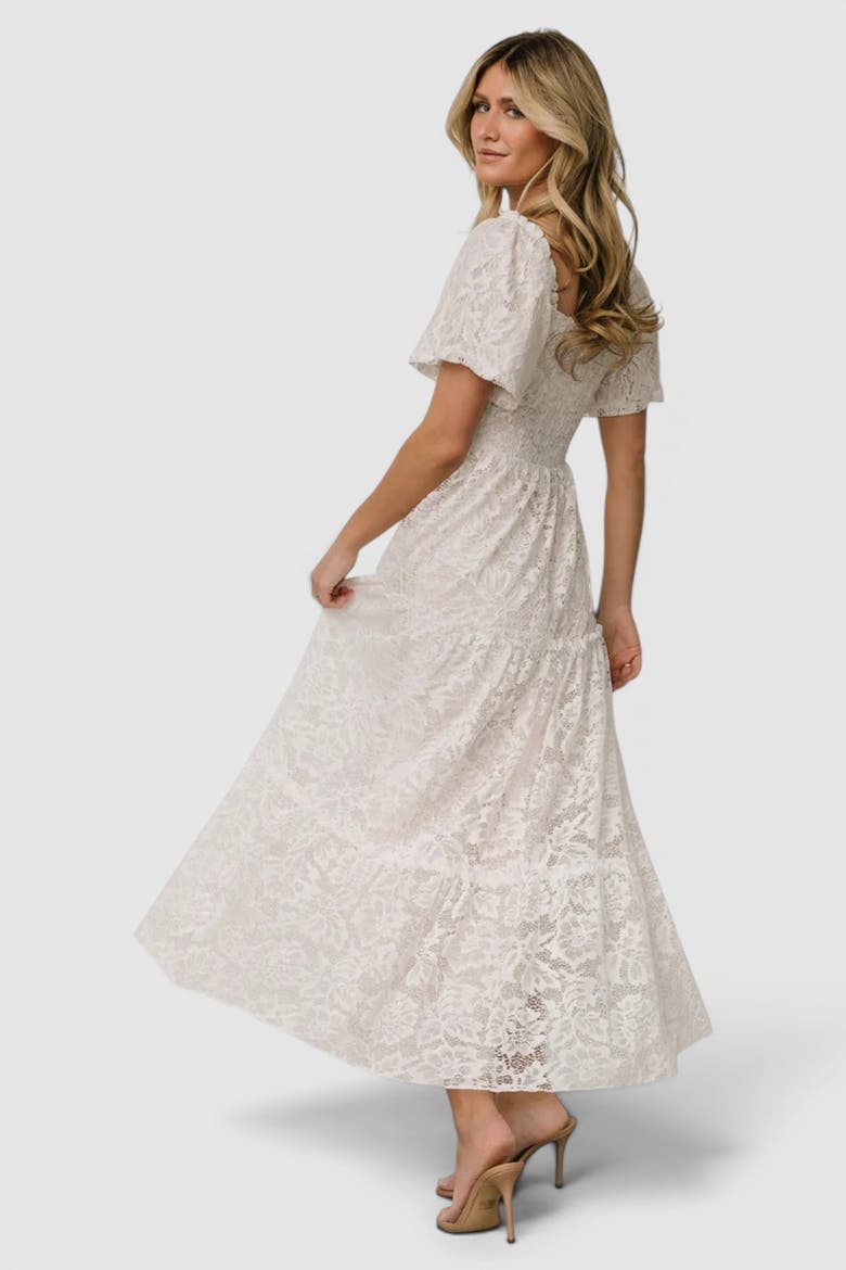 Aspen Smocked Lace Maxi Dress, Alternate, color, Off White
