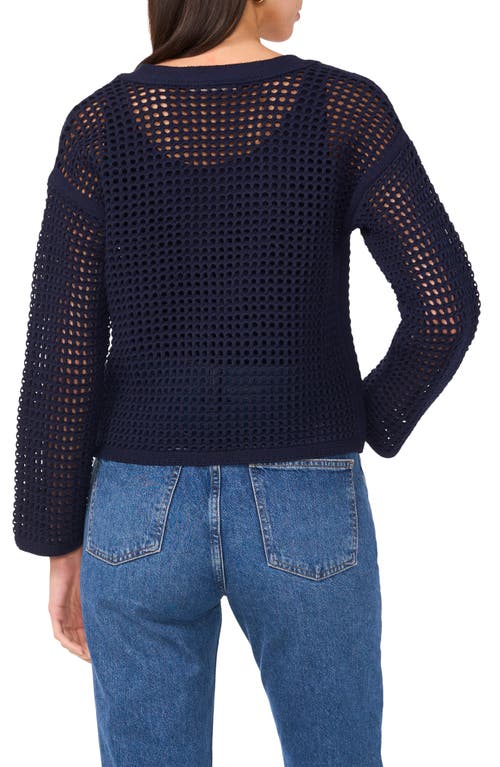 Two By Vince Camuto Open Stitch Lace-up Top In Classic Navy