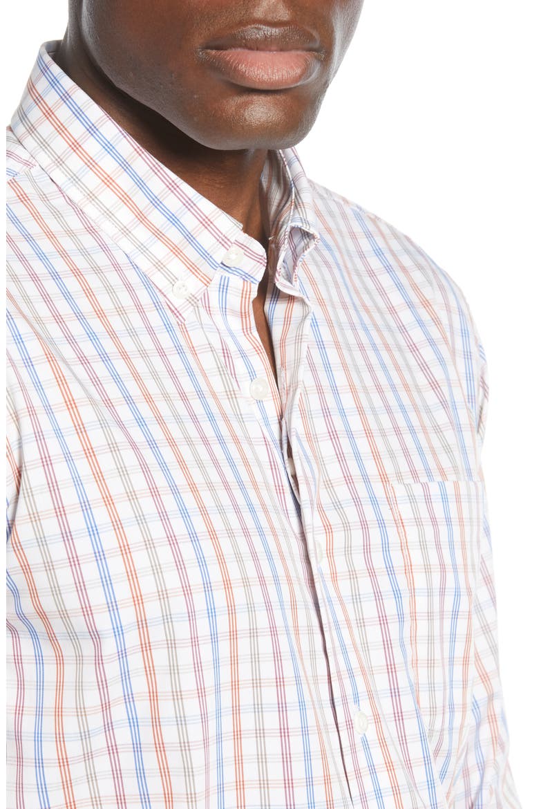 Classic Fit Plaid Button-Down Shirt, Alternate, color, WHITE