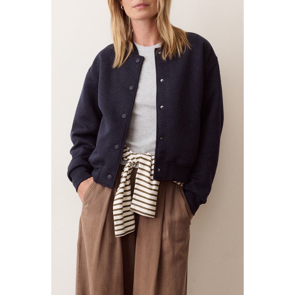 Marine Layer Corbet Quilted Bomber Jacket In Navy Heather