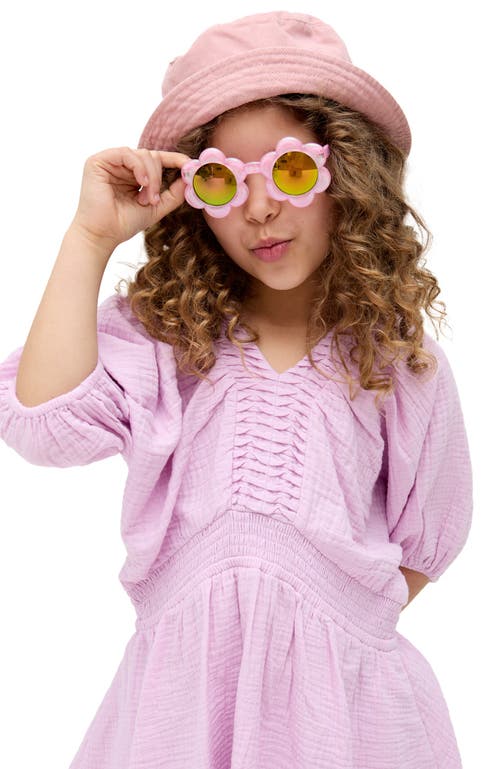 Raffya Kids Soipoi Ruched V-neck Dress In Purple