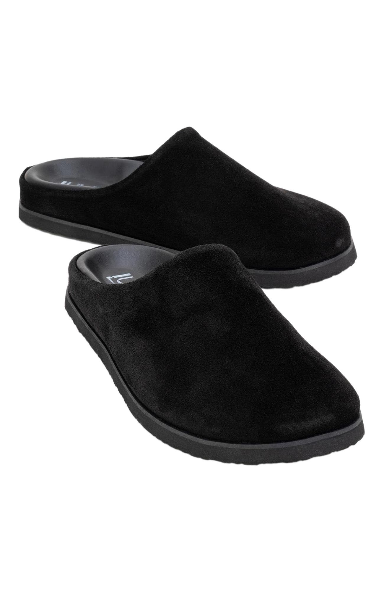 Space Suede Leather Slide Sandal, Alternate, color, Black Leather