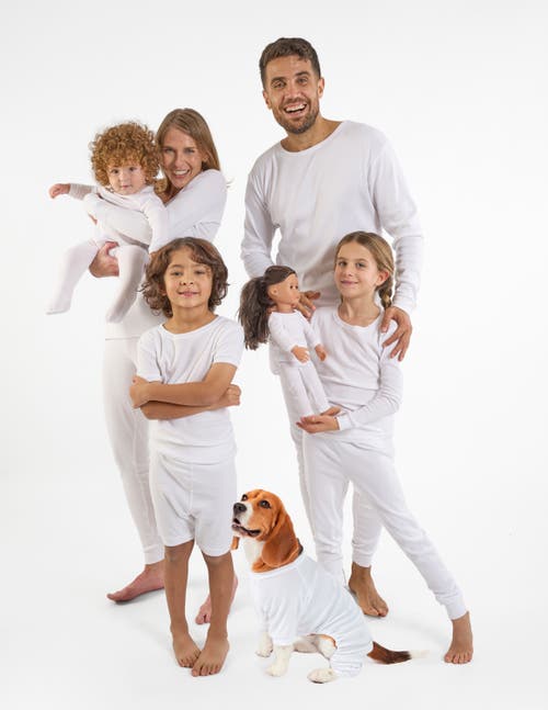 Leveret Cotton Solid Matching Family Pajamas In White