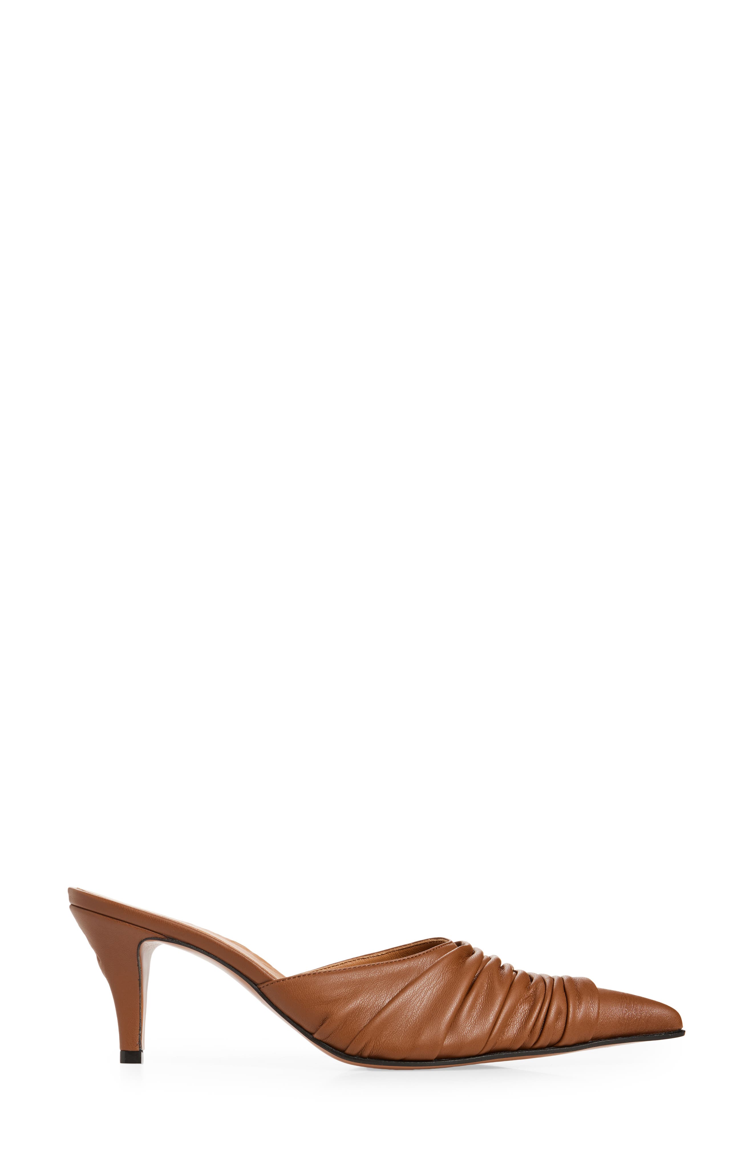 McQueen Birdee Ruched Mule, Alternate, color, Wood