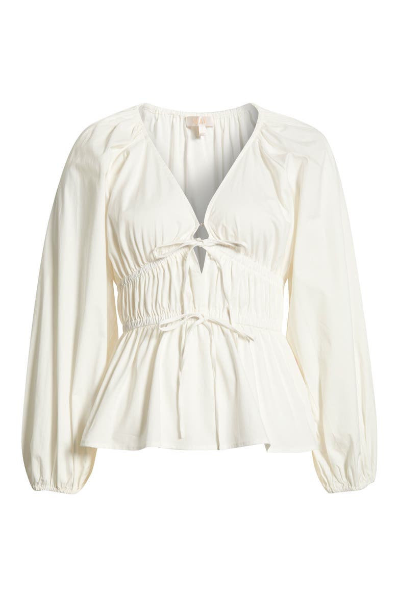 Jess Drawstring Stretch Cotton Poplin Top, Alternate, color, IVORY