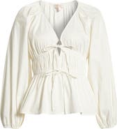 WAYF Jess Drawstring Stretch Cotton Poplin Top