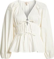 WAYF Jess Drawstring Stretch Cotton Poplin Top