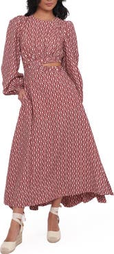Petal & Pup Ginnee Puff Shoulder Cutout Maxi Dress