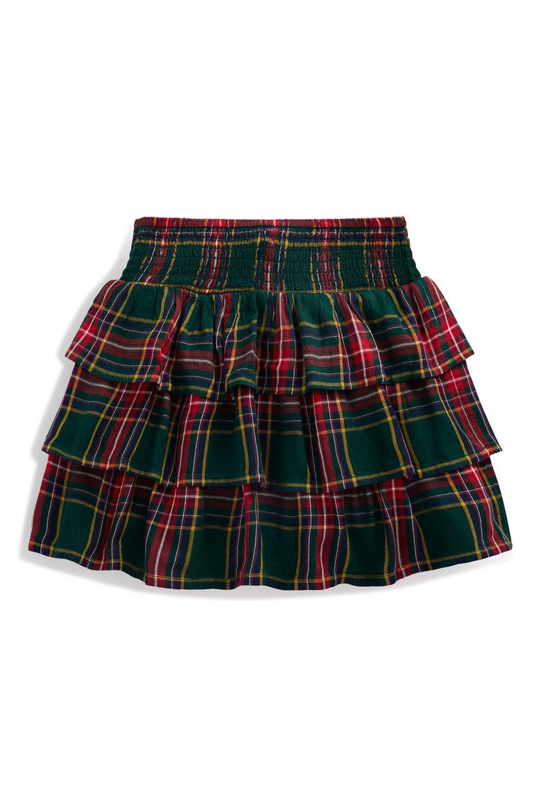 Kids' Smocked Waist Ruffle Skirt, Alternate, color, GREEN CHECK