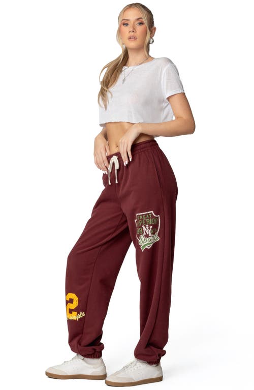 Shop Edikted Bramty Oversize Sweatpants In Burgundy