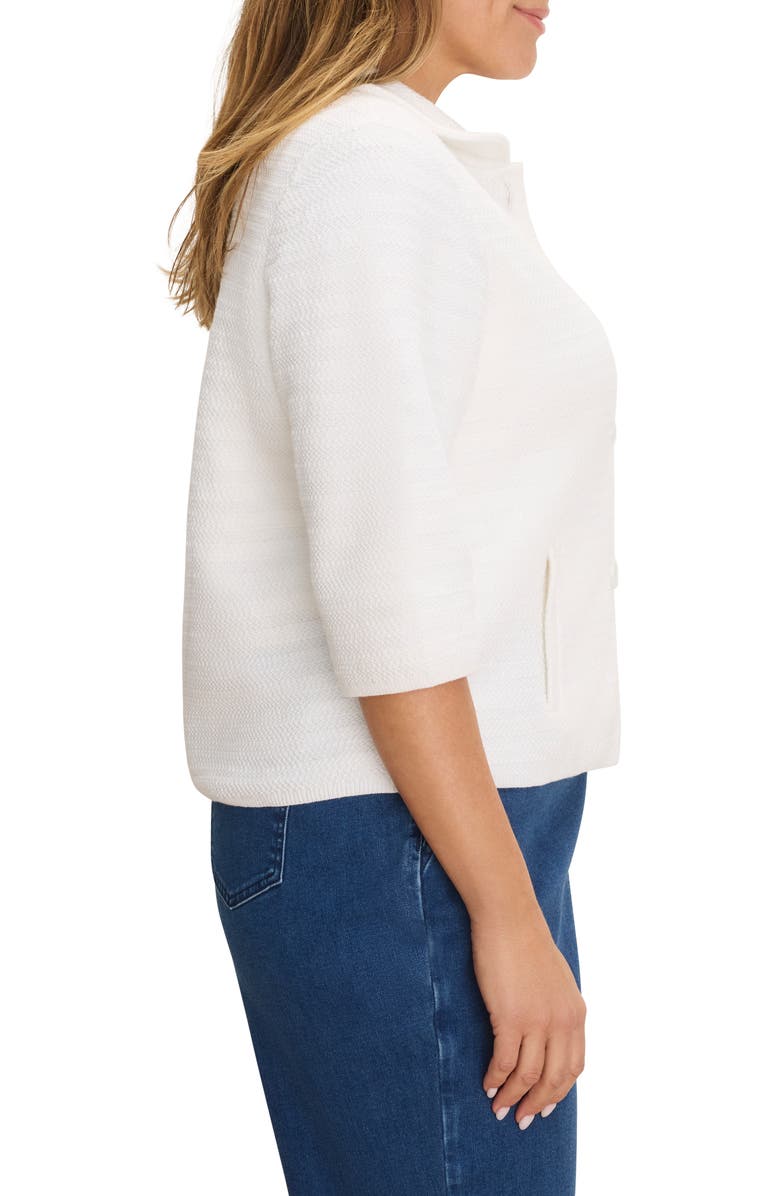 NIC+ZOE Elbow Sleeve Textured Knit Jacket, Alternate, color, Paper White