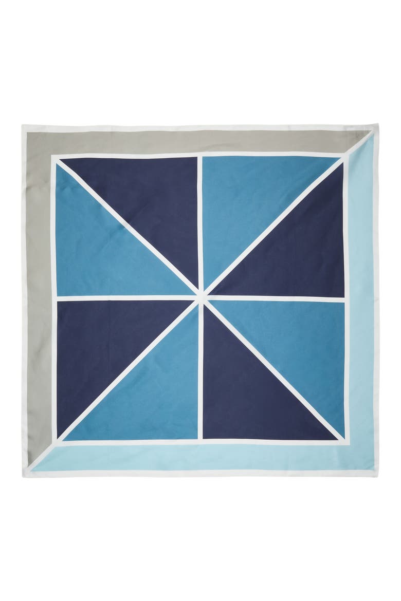 Printed Square Silk Scarf, Alternate, color, BLUE TRIANGLES