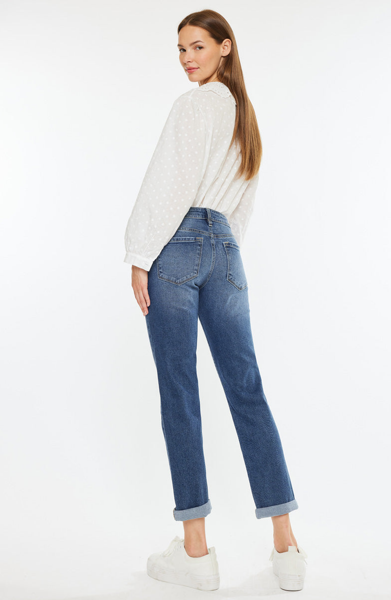 KanCan Pamela Essentials Mid Rise Slim Straight Jeans, Alternate, color, Dark Wash