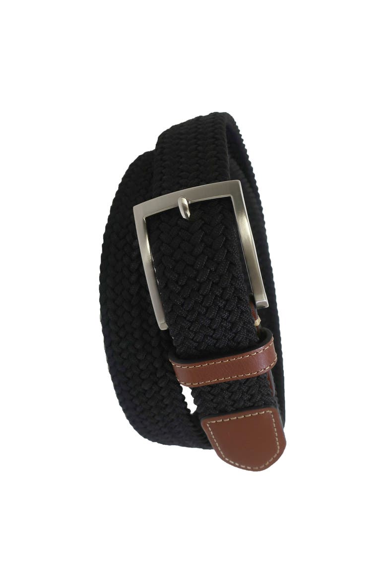 Stretch Braid with Full Grain Leather Tips, Alternate, color, Black