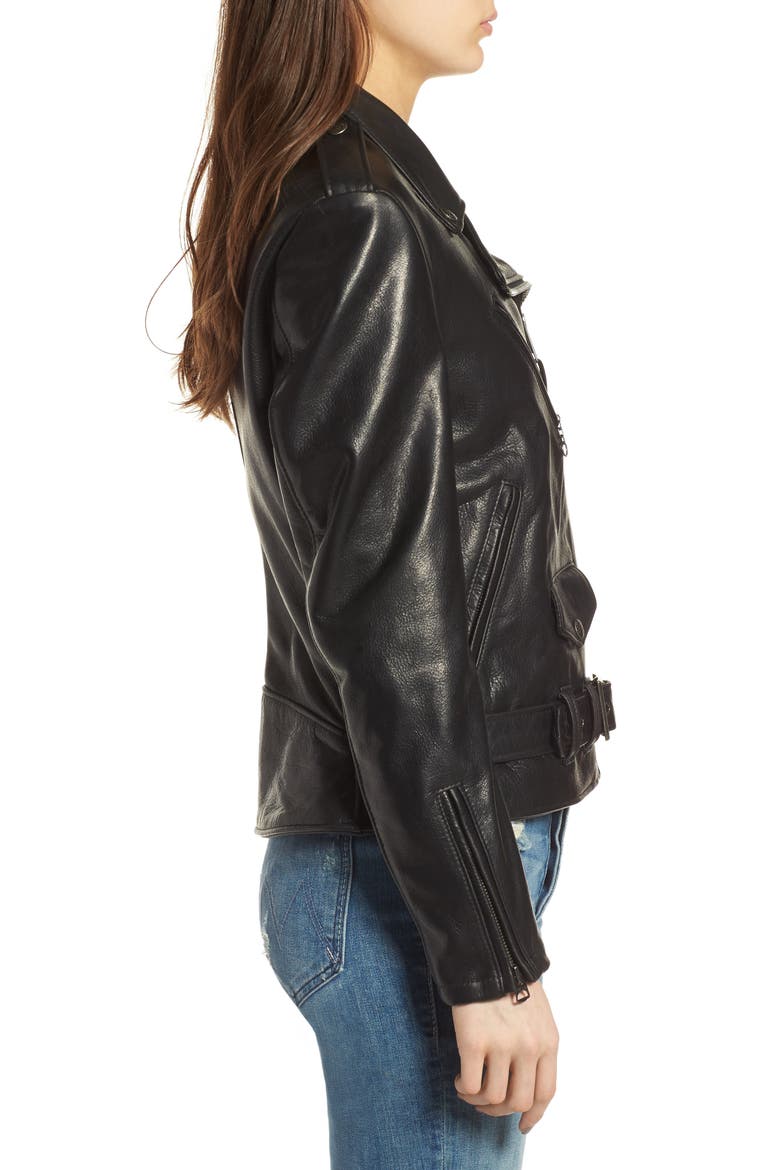 Lightweight Leather Jacket, Alternate, color, BLACK