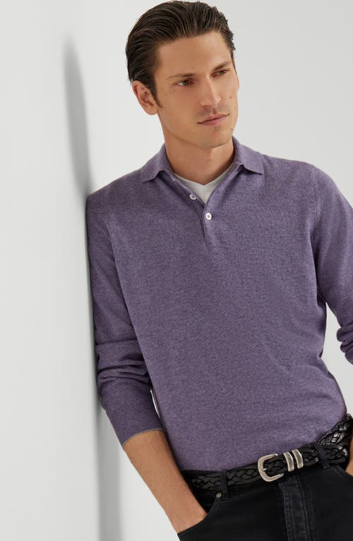 Brunello Cucinelli Cashmere Polo Shirt In Purple