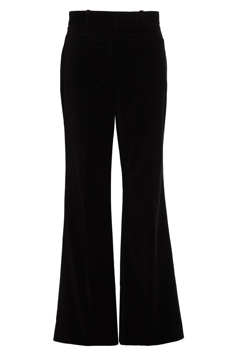 Myrtle Cotton Velvet Flare Leg Pants, Alternate, color, BLACK