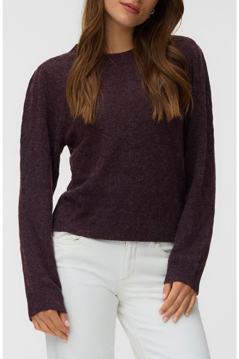 Crewneck Sweater, Main, color, WINDSOR WINE BLACK MELANGE