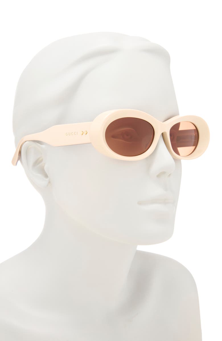 Gucci 54mm Oval Sunglasses, Alternate, color, Beige Beige Brown