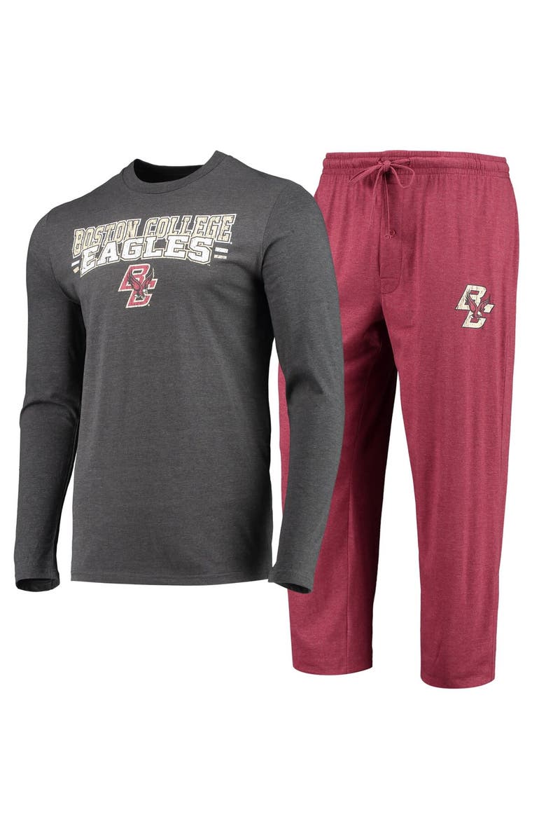 CONCEPTS SPORT Men's Concepts Sport Maroon/Heathered Charcoal Boston College Eagles Meter Long Sleeve T-Shirt & Pants Sleep Set, Alternate, color, Maroon