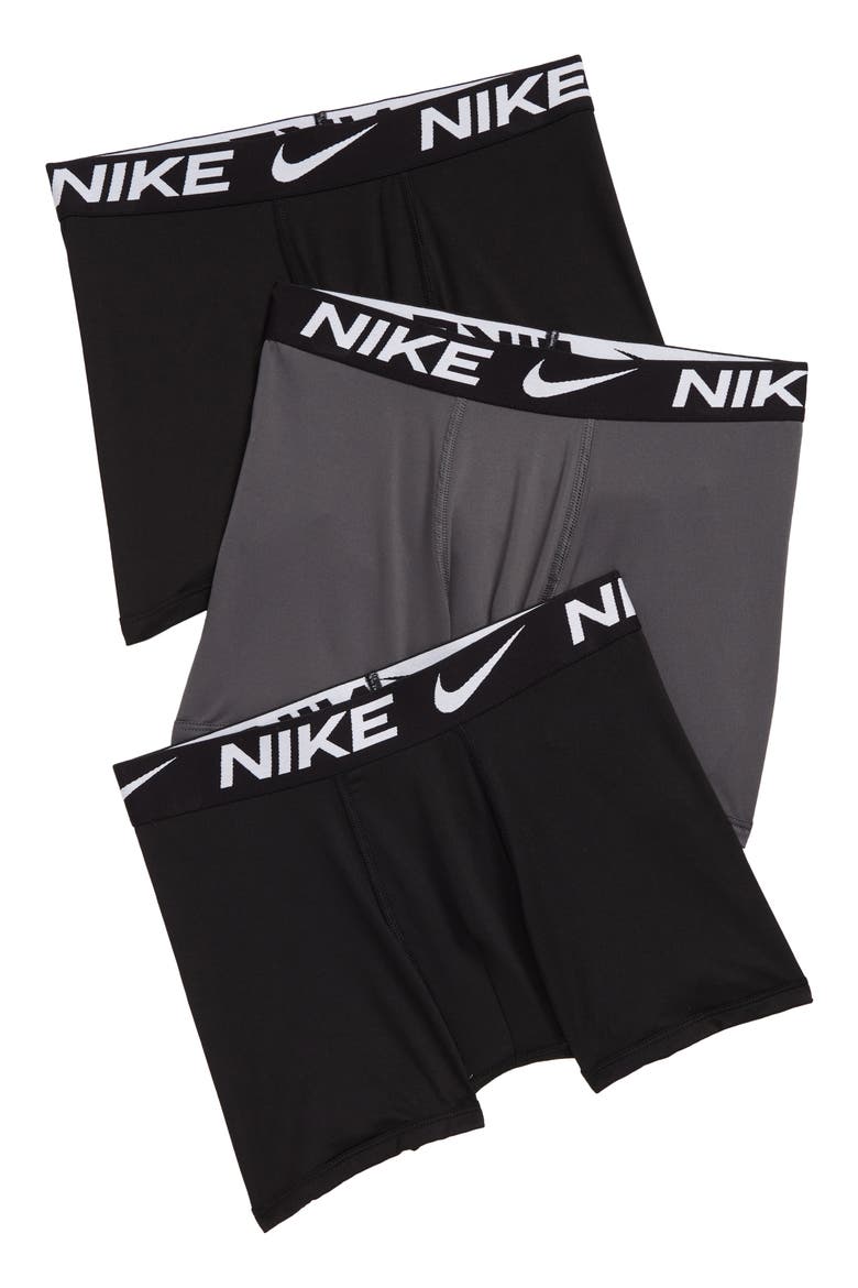 Kids' Essential Dri-FIT Micro Assorted 3-Pack Boxer Briefs, Alternate, color, BLACK / DARK GRAY