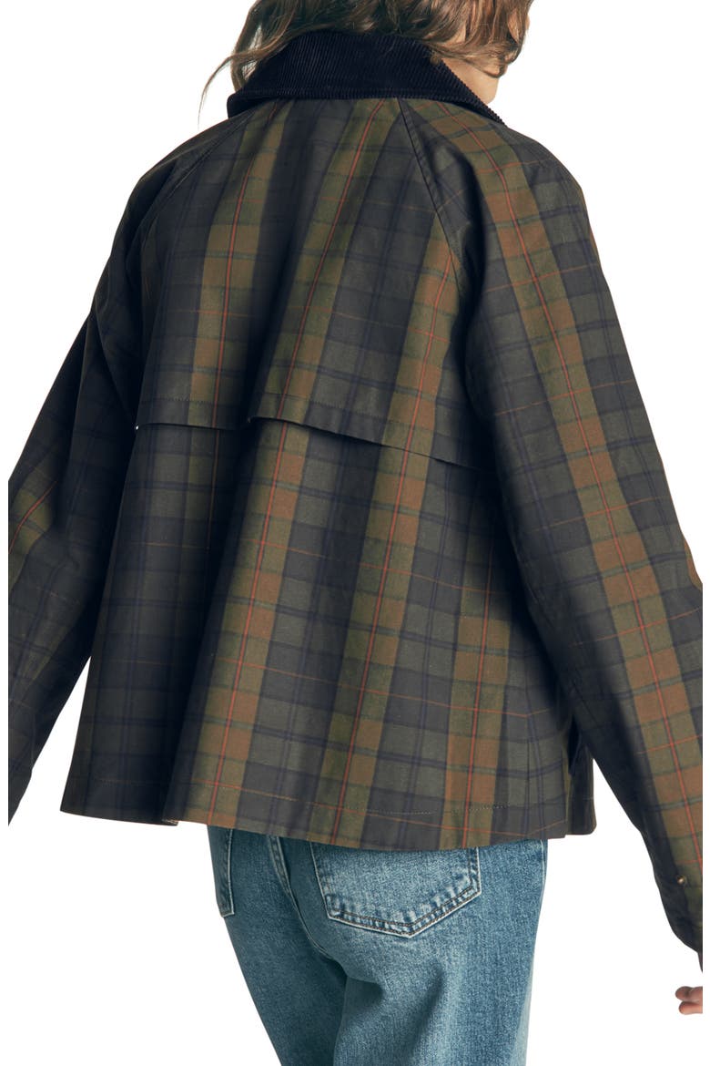 Raglan Waxed Cotton Jacket, Alternate, color, OLIVE AND CAMEL WAX CHECK