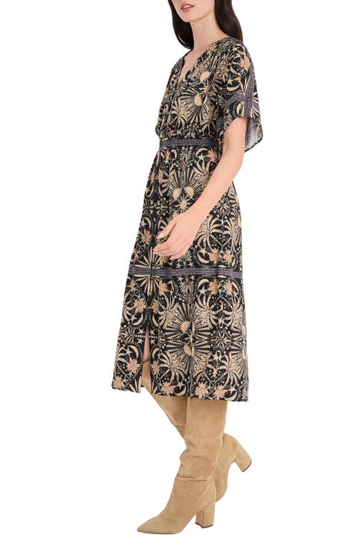 The Good Journey Floral Print Linen Blend Midi Dress In Multi