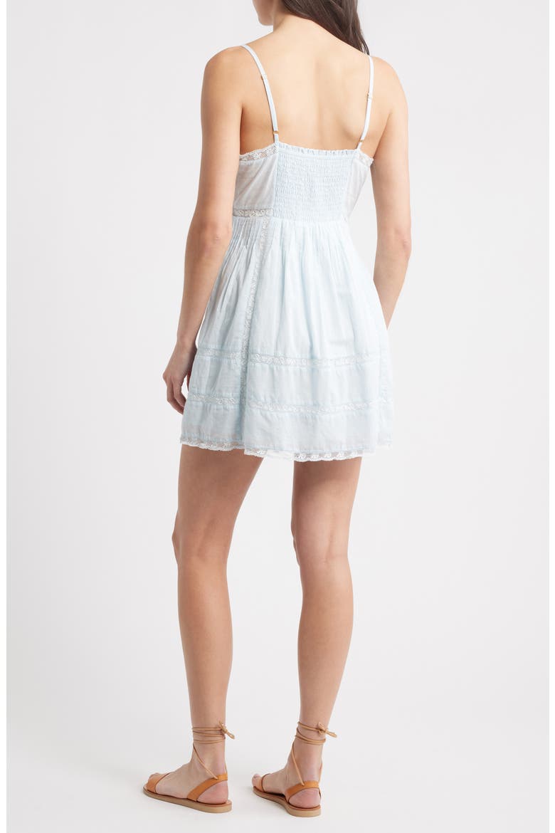 Docila Lace & Pintuck Detail Cotton Minidress, Alternate, color, BLUE