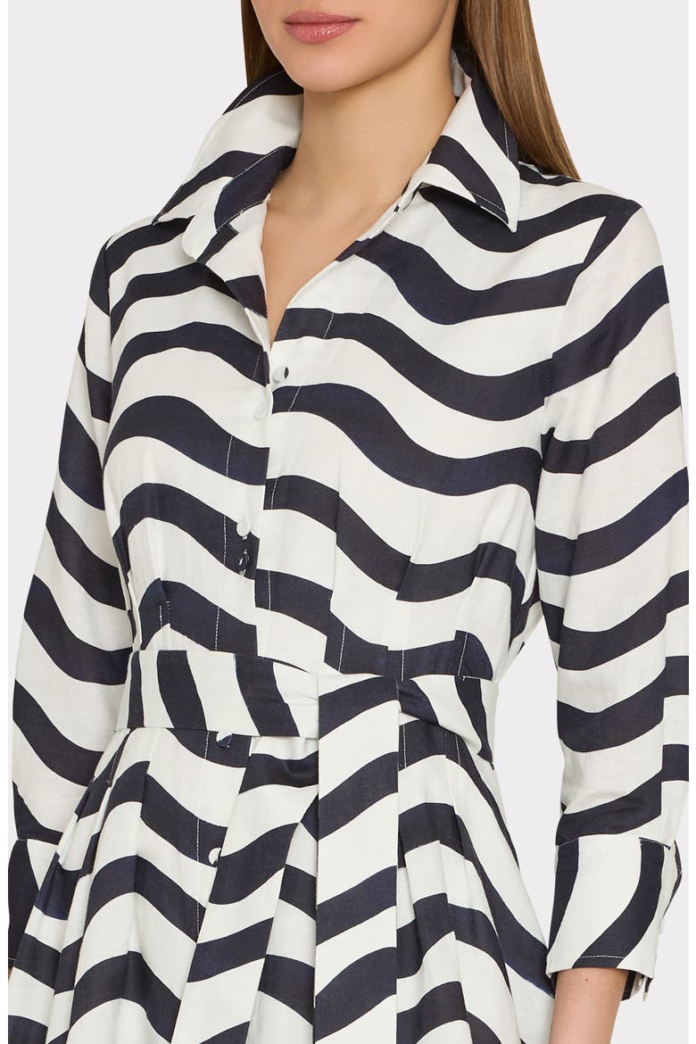 Lexi Stripe Tie Waist Long Sleeve Midi Shirtdress, Alternate, color, NAVY/ WHITE