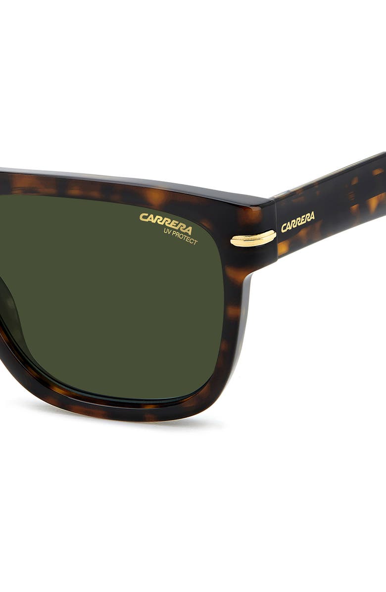 Carrera Eyewear 57mm Rectangular Sunglasses, Alternate, color, Dark Havana Gold/ Green