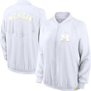 Jordan Brand Women's Jordan Brand White Michigan Wolverines Statement Bomber Raglan Full-Zip Jacket