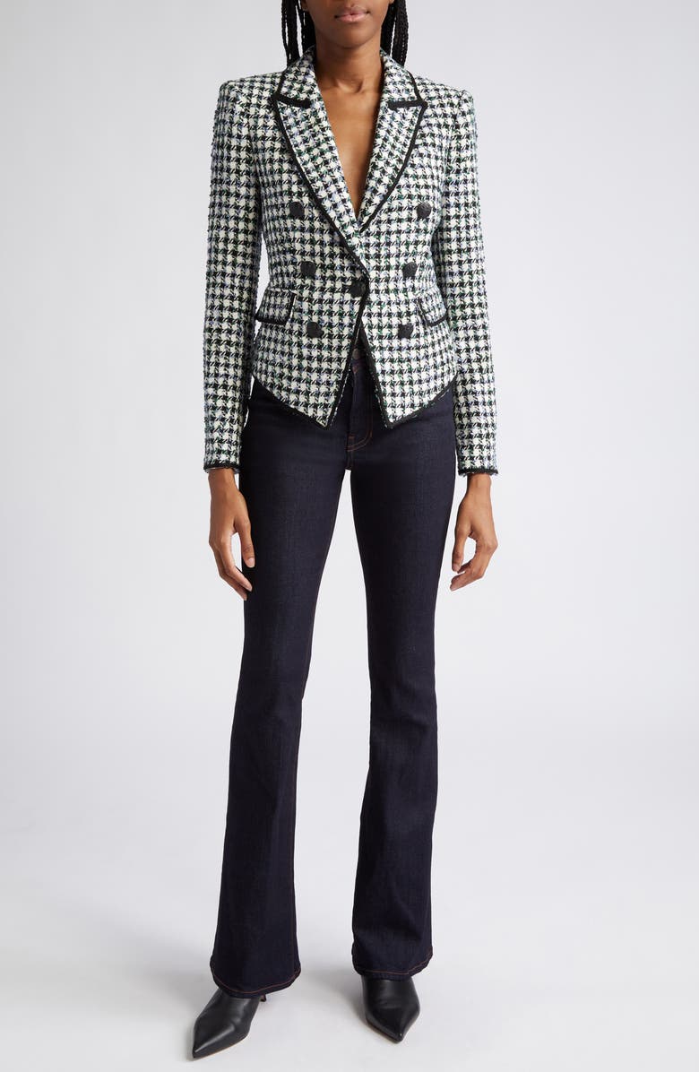 Veronica Beard Diego Metallic Check Cotton Blend Tweed Dickey Jacket, Alternate, color,