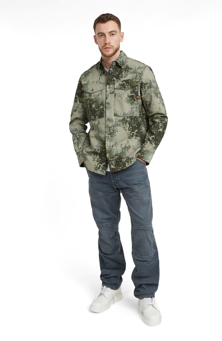 G-STAR Cargo Pocket Cotton Button-Up Overshirt, Alternate, color, Digi Camo