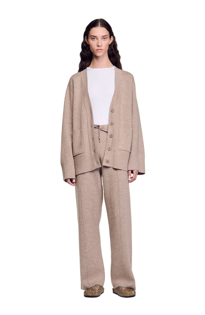 SANDRO Long rhinestone cardigan, Alternate, color, 