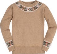 Hope & Henry Baby Girls' Organic Intarsia Trim Sweater, Infant