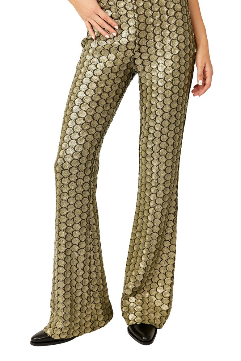 Wilder Days Sequin Flare Leg Pants, Main, color, ROCKER OLIVE