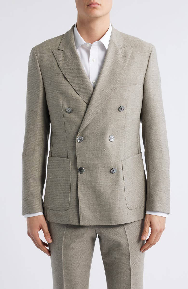 BOSS Huge Double Breasted Tan Wool Sport Coat, Main, color, Light Beige