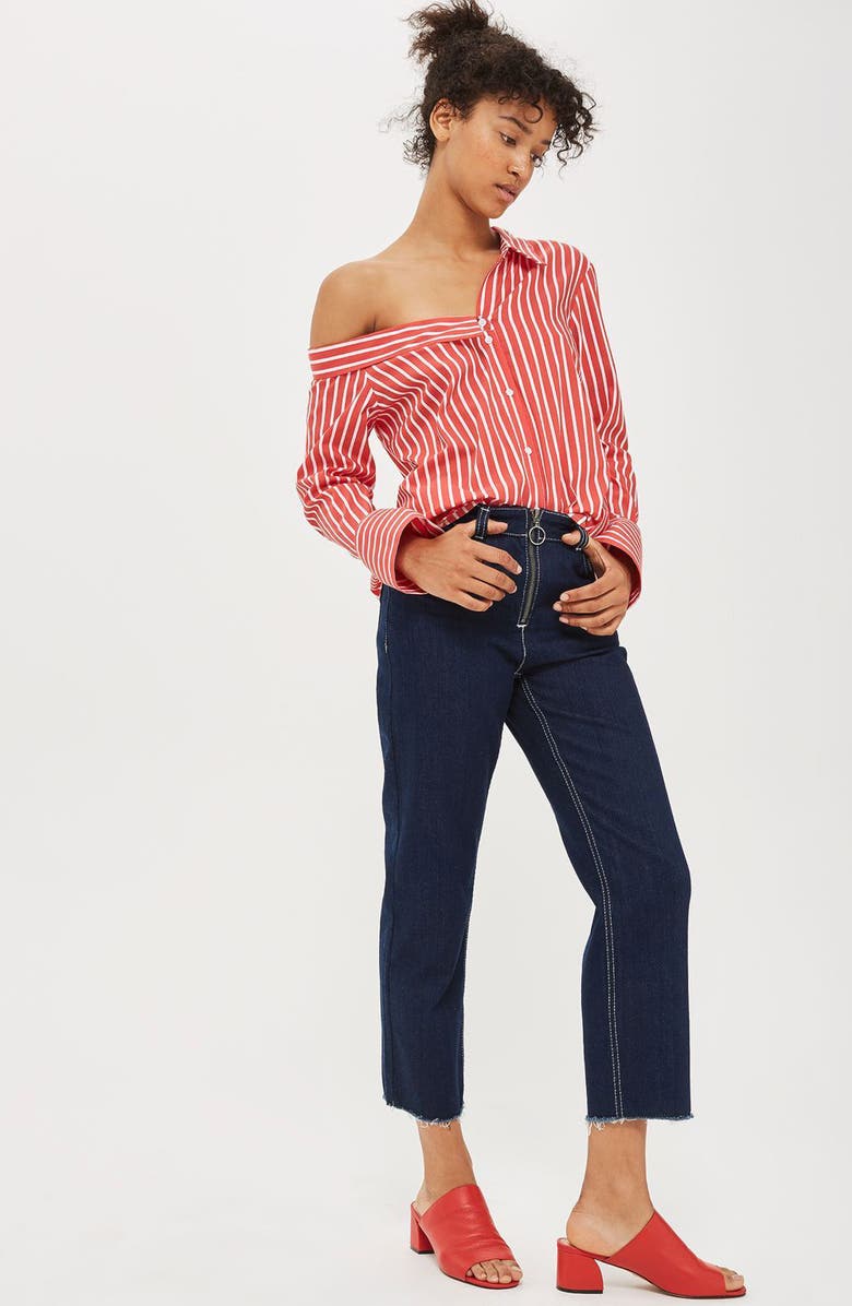 Topshop Stripe Off the Shoulder Top, Alternate, color,