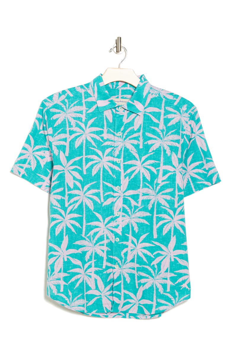 Tommy Bahama Winds of the Palms Waving Short Sleeve Linen & Cotton Button-Up Shirt, Alternate, color,