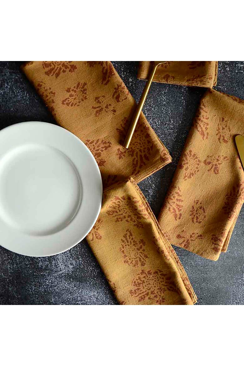 Ethically Made Cotton Dinner Napkins, Alternate, color, Yellow