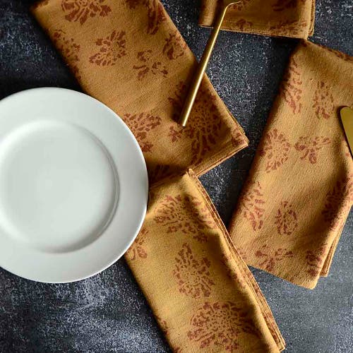 Ichcha Ethically Made Cotton Dinner Napkins In Yellow
