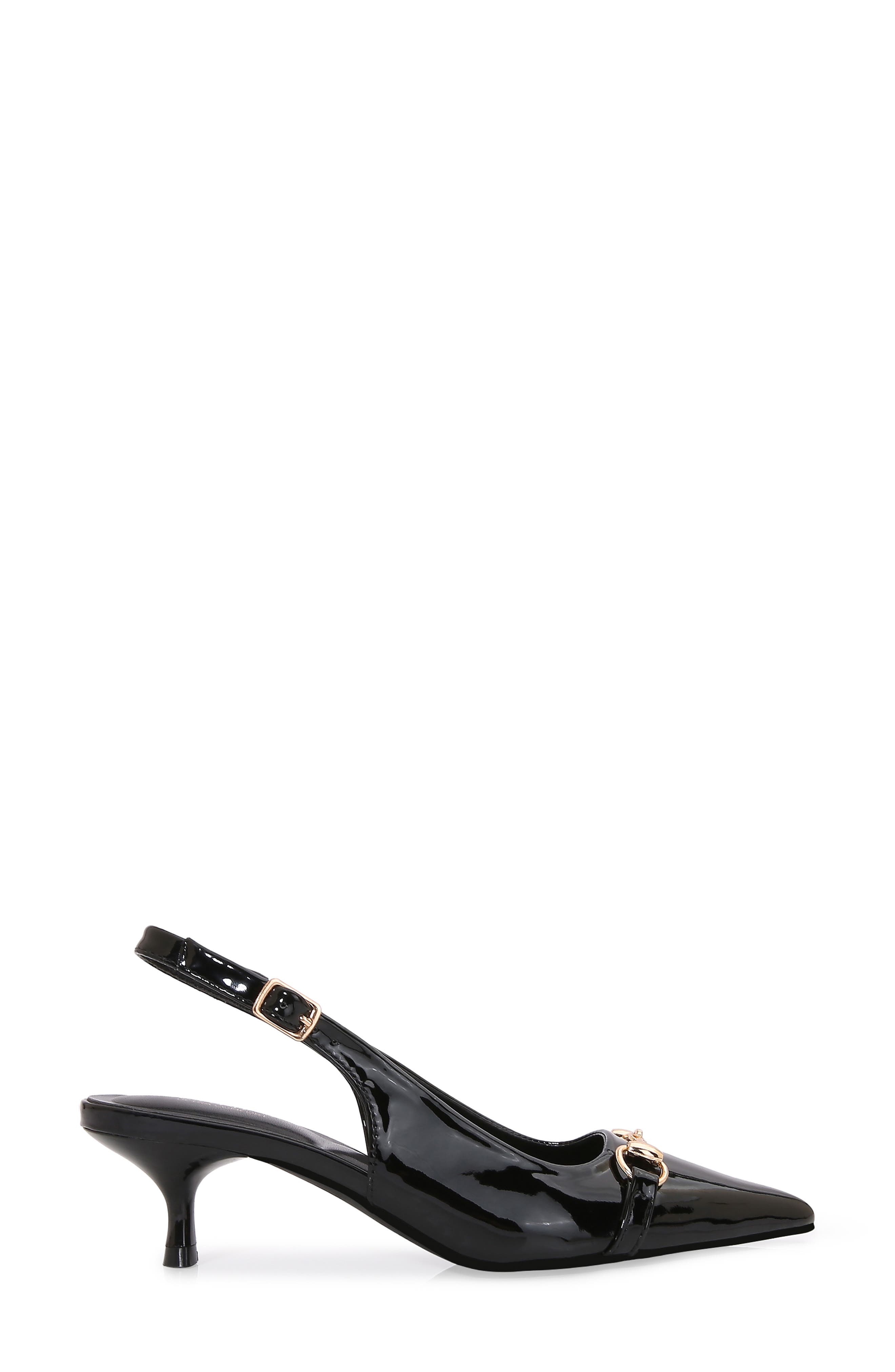 BERNESS Juliette Pointed Toe Kitten Heel Slingback Pump, Alternate, color, Black