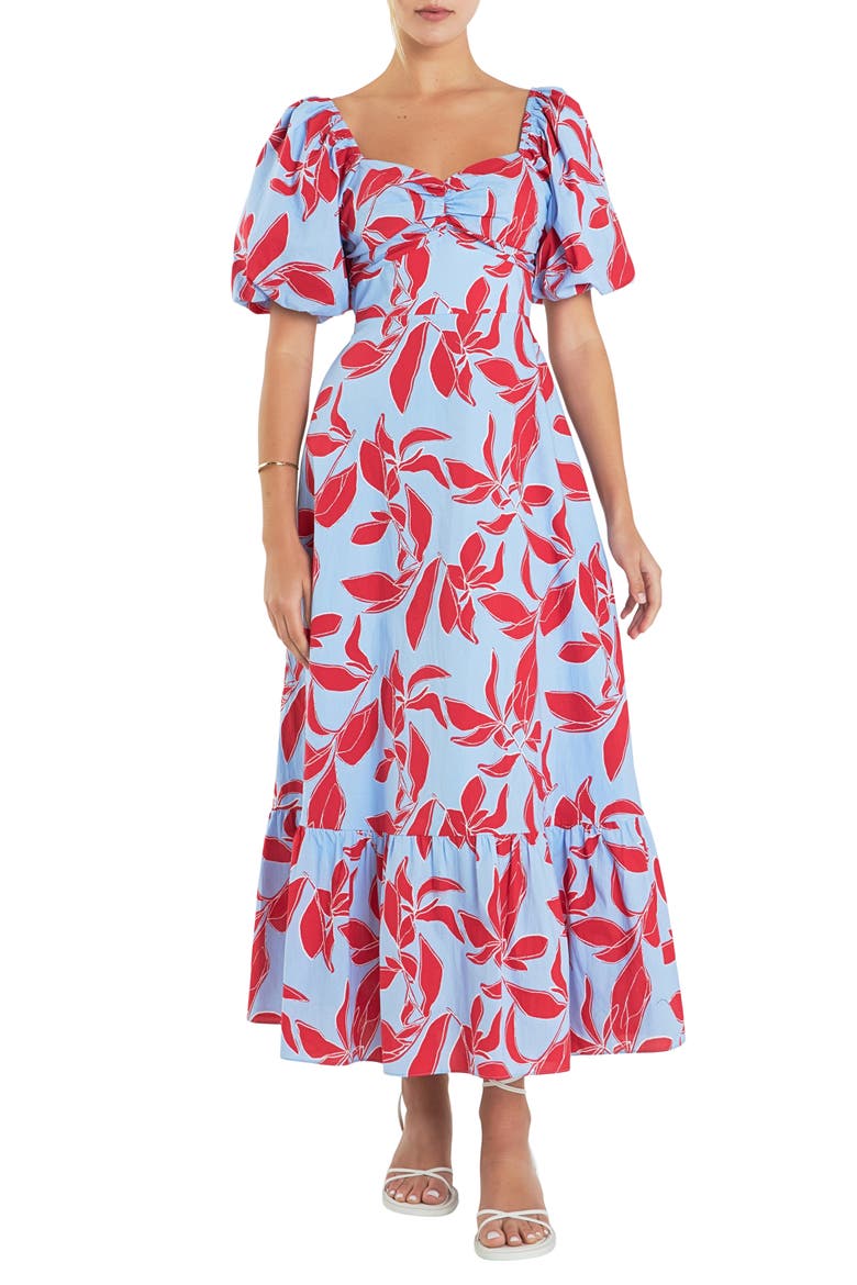 Tie Back Maxi Dress, Main, color, BLUE MULTI