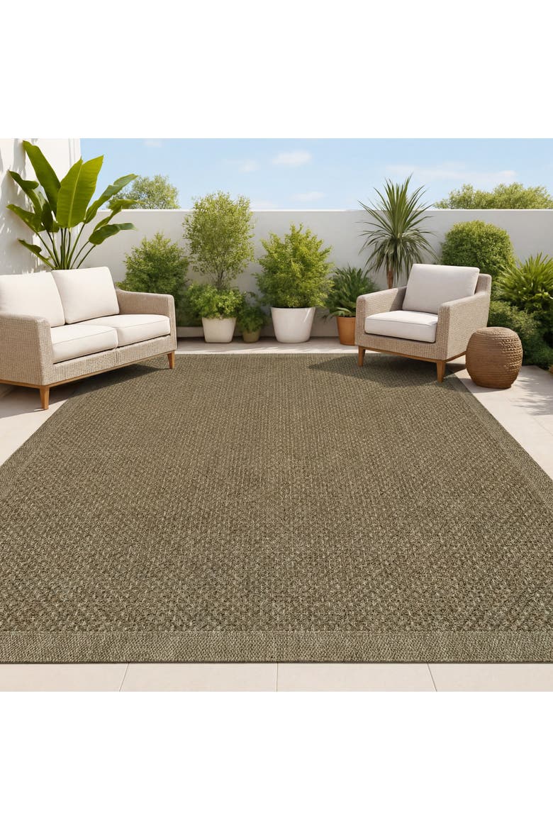 Luma Boho Easy Jute Coastal Border Solid Indoor/Outdoor Area Rug, Alternate, color, Natural