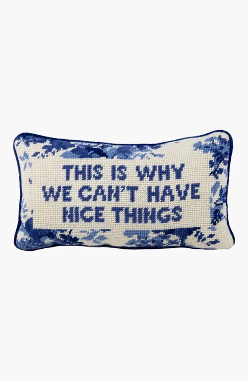 Furbish Nice Things Needlepoint Pillow In Blue