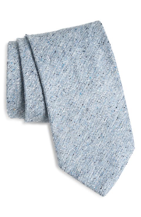 Light Blue Mélange Silk Herringbone Tie
