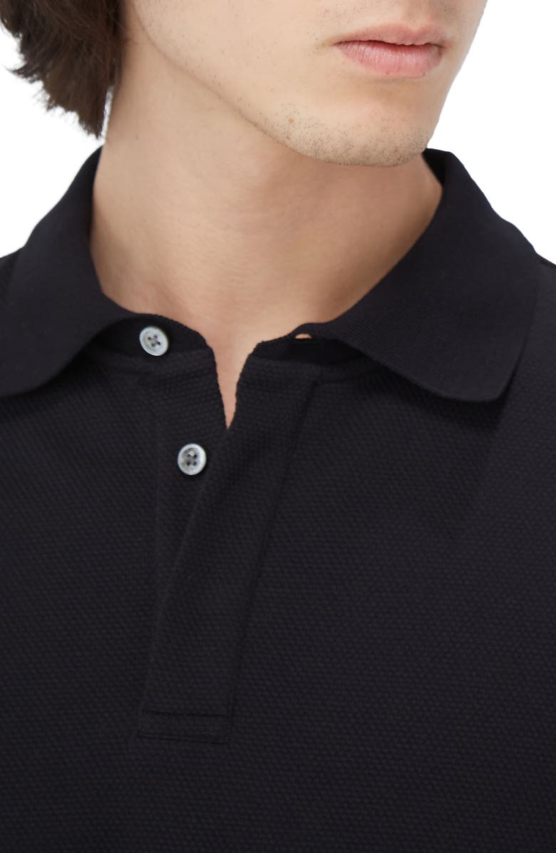 Bugatchi Honeycomb Knit Long Sleeve Polo, Alternate, color, Black