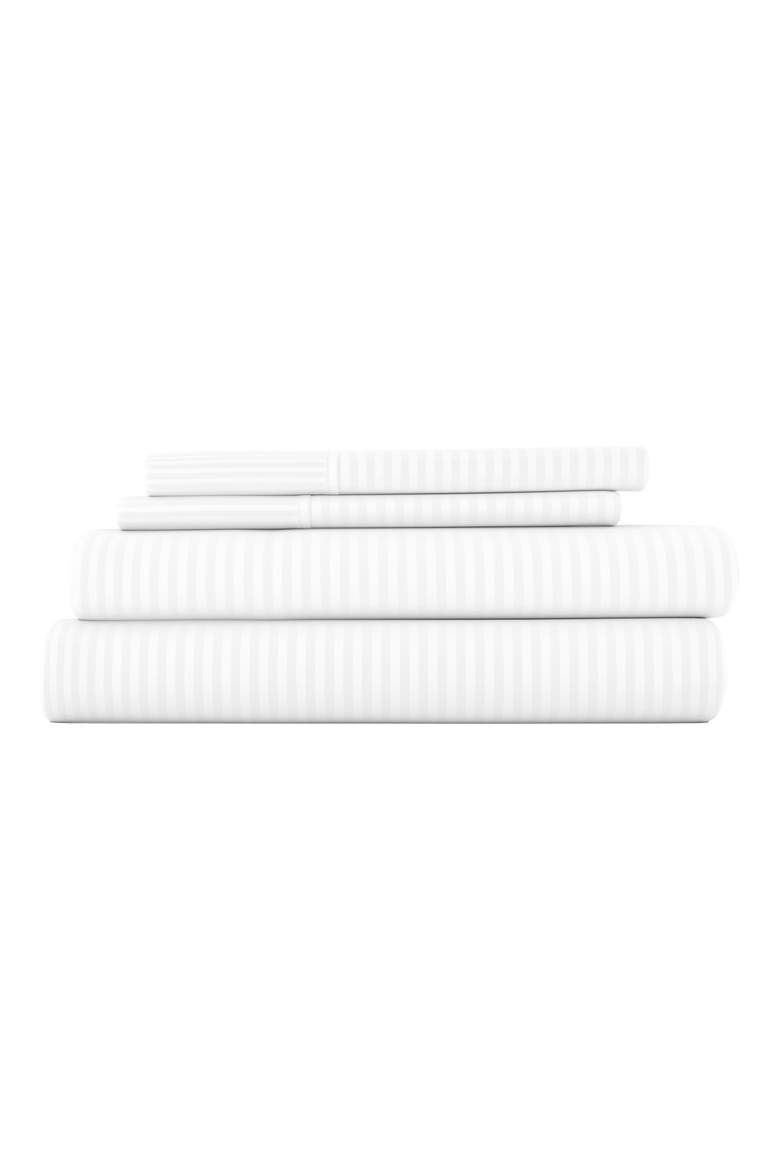 Premium Ultra Soft Striped 4-Piece Bed Sheet Set, Main, color, WHITE